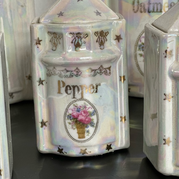 Antique 1920s Lusterware Spice Canisters by White Block Germany - Picture 5 of 12